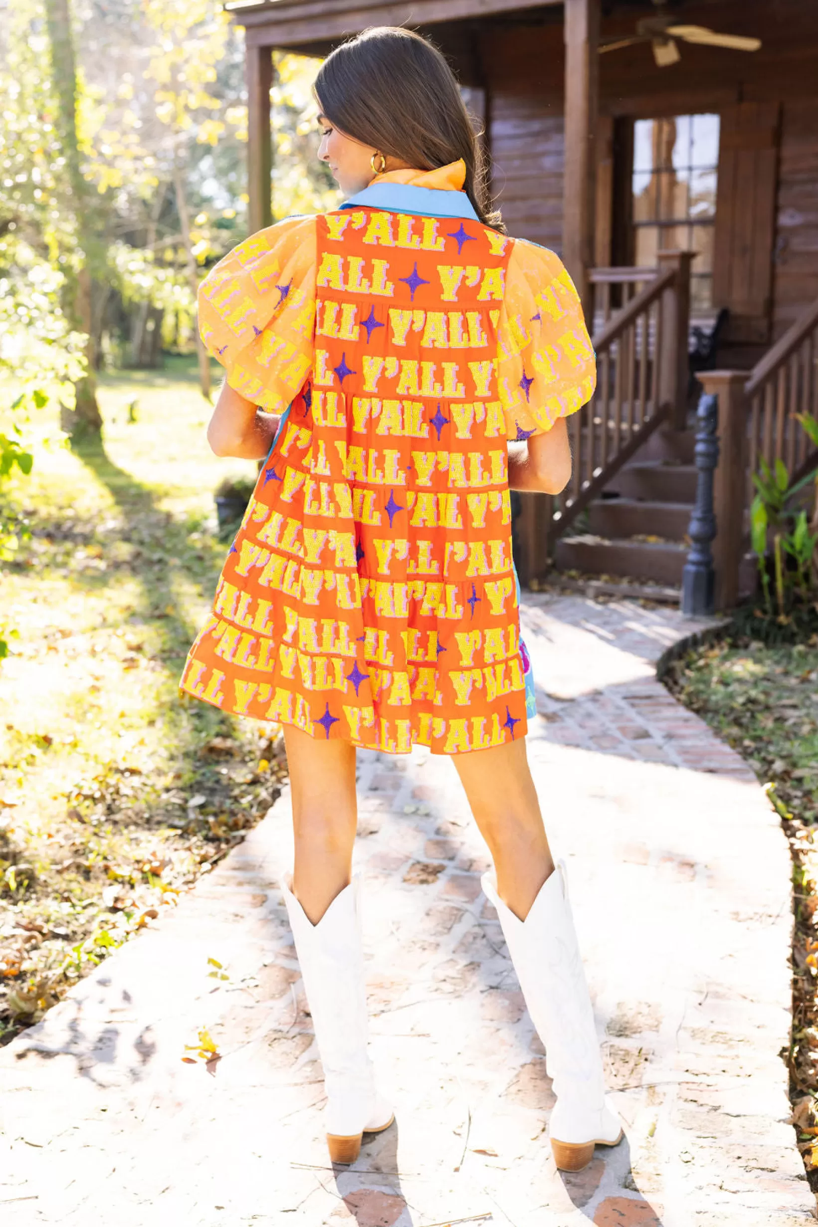 Outlet Queen of Sparkles & Orange Sequin Sleeve Howdy Tiered Dress Blue