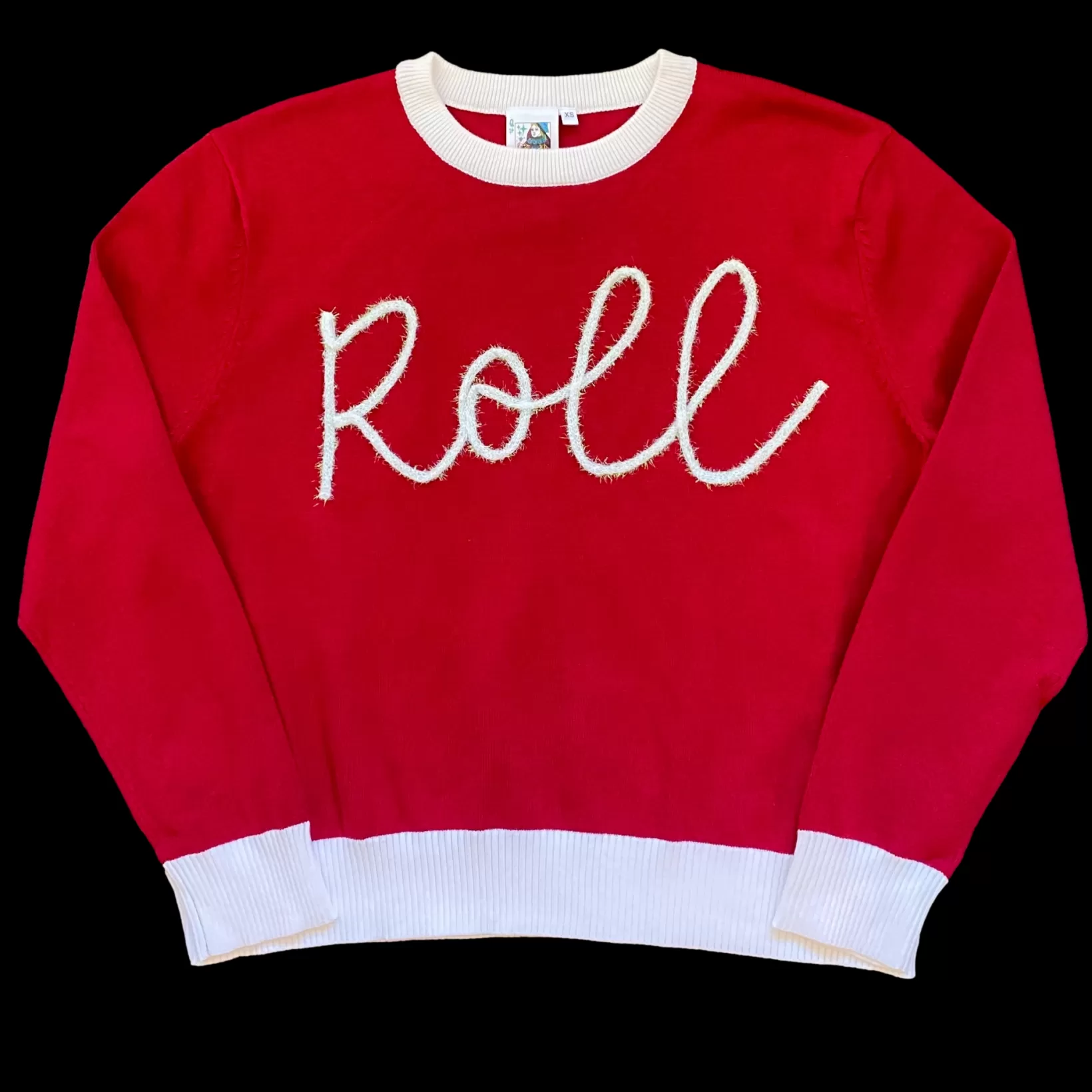 Store Queen of Sparkles Glitter Script "Roll" Long Sleeve Sweater - Licensed