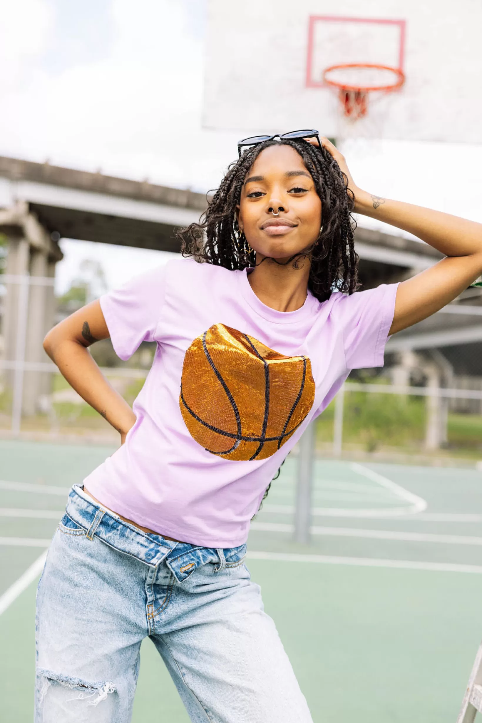 Shop Queen of Sparkles Basketball tee Lavender