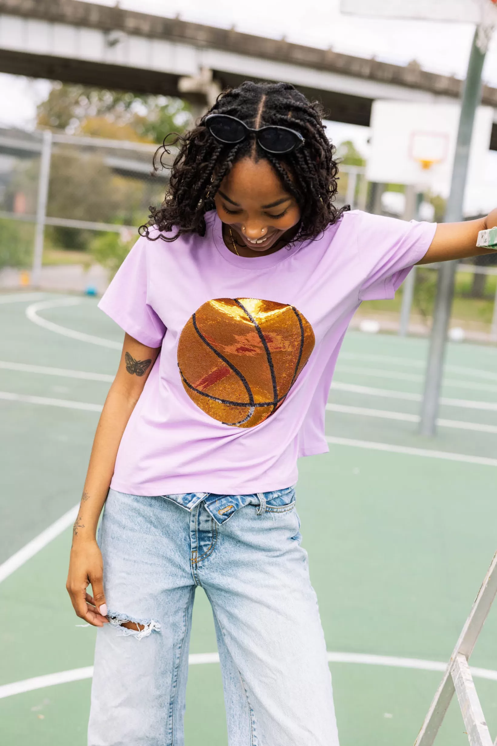 Shop Queen of Sparkles Basketball tee Lavender