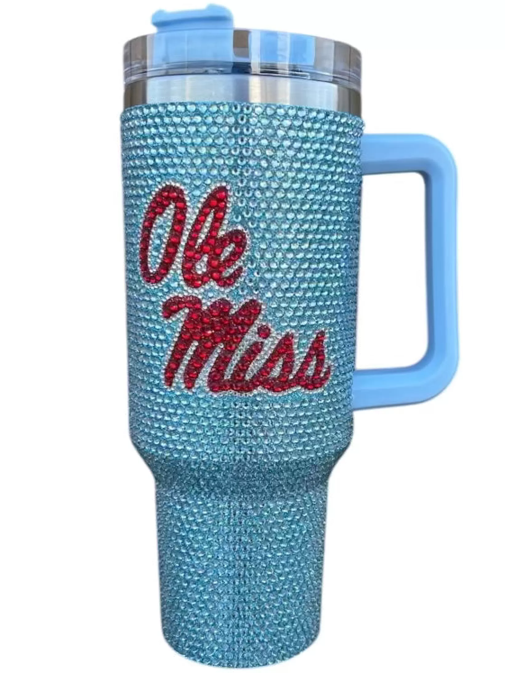 Online Queen of Sparkles Licensed- & Red 'Ole Miss' Rhinestone Tumbler Blue