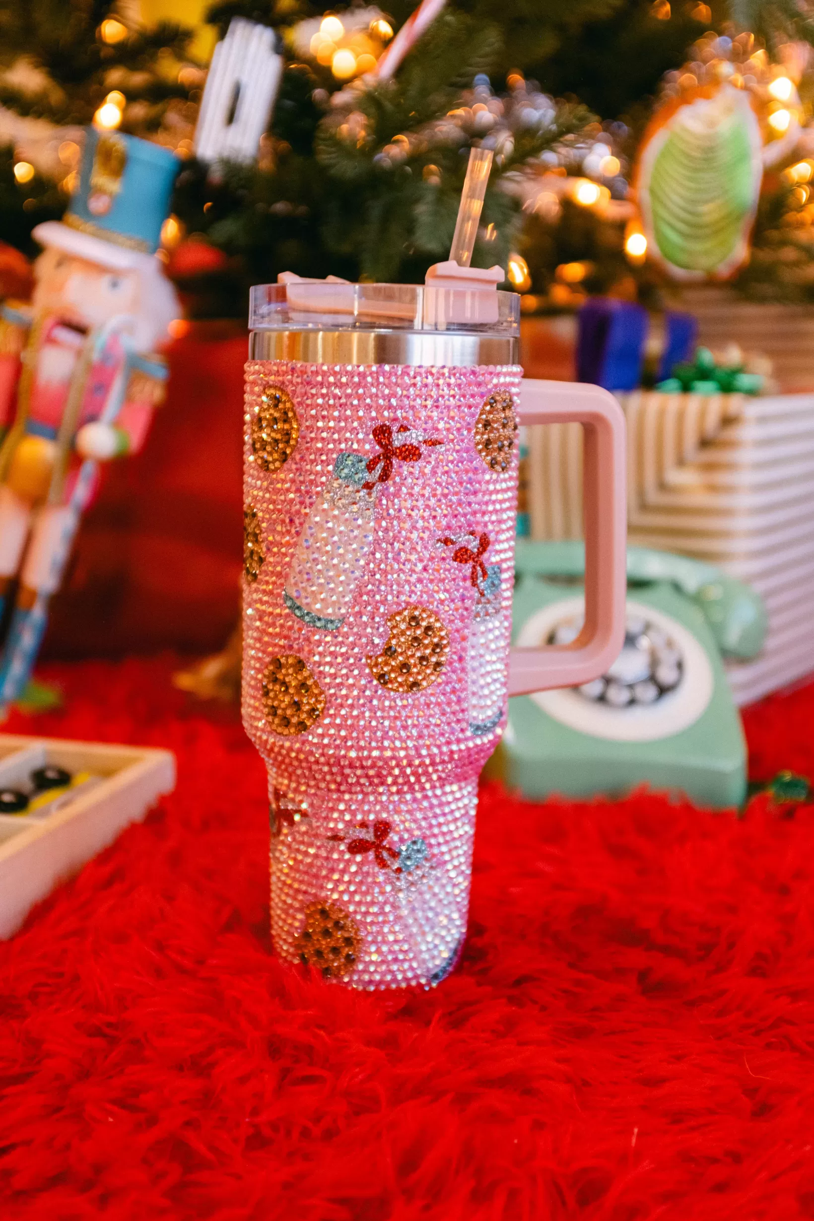 Best Queen of Sparkles Milk & Cookies Rhinestone Tumbler Light PInk