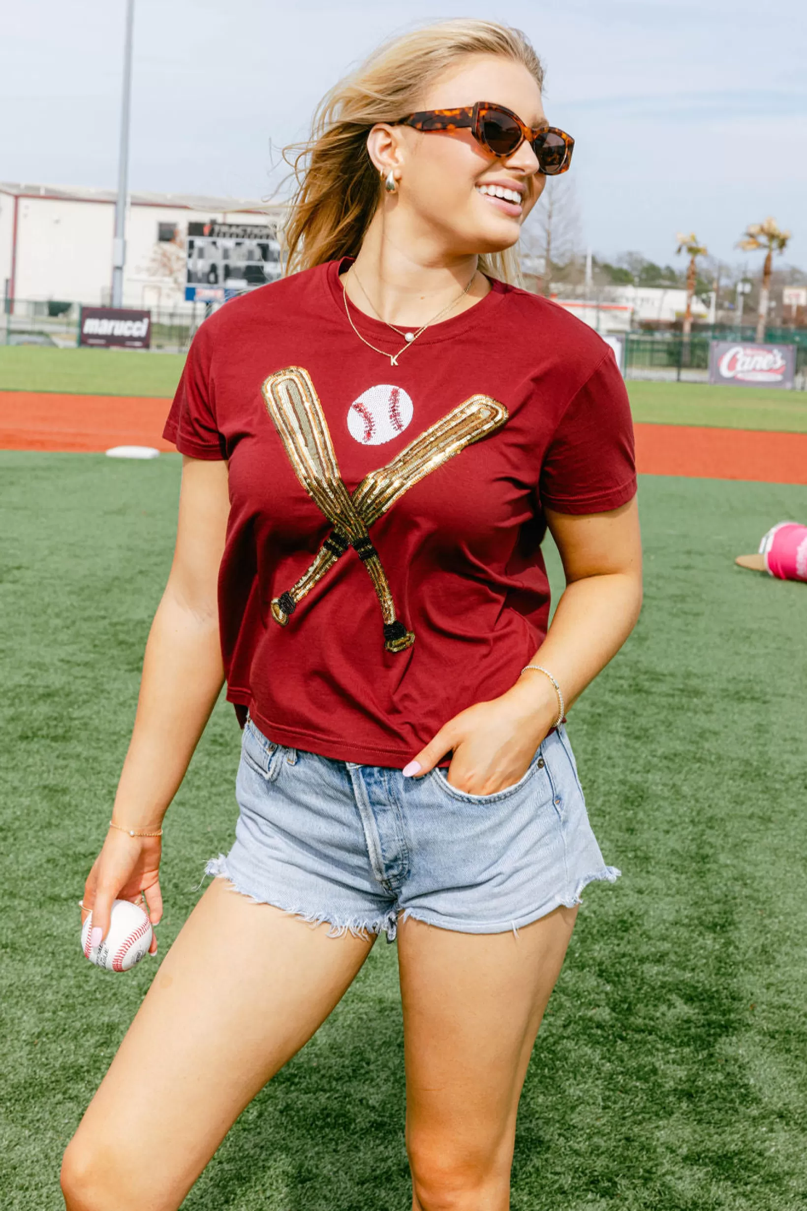 Cheap Queen of Sparkles & Gold Baseball Tee Maroon