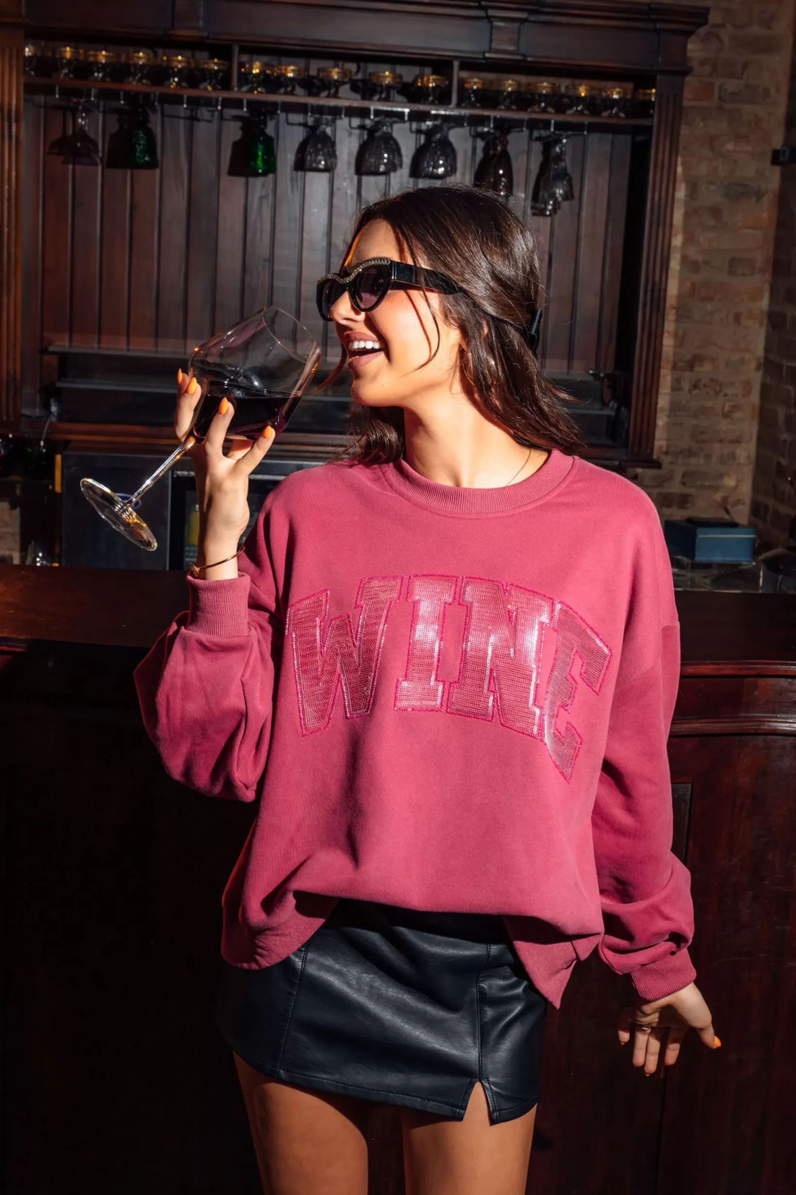 Online Queen of Sparkles Wine Sweatshirt Maroon