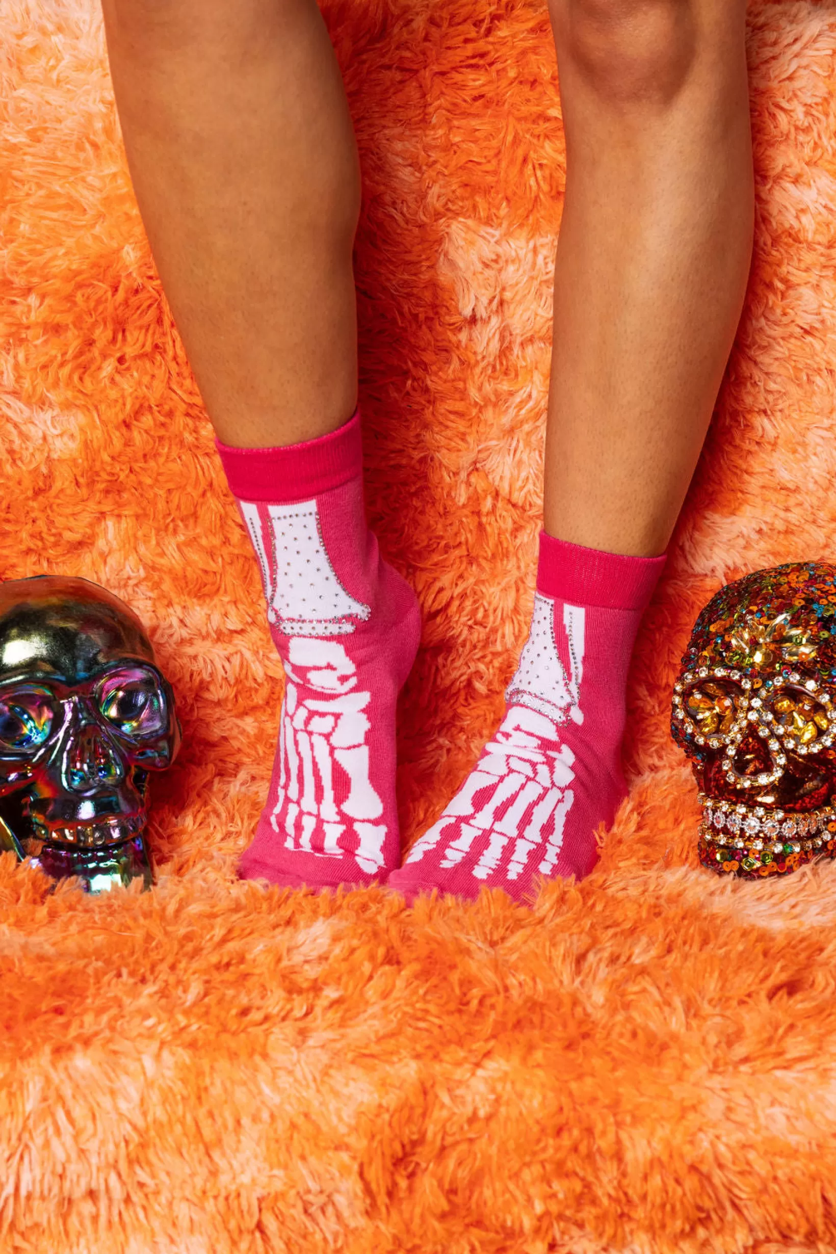 Cheap Queen of Sparkles & White Skeleton Socks Pink