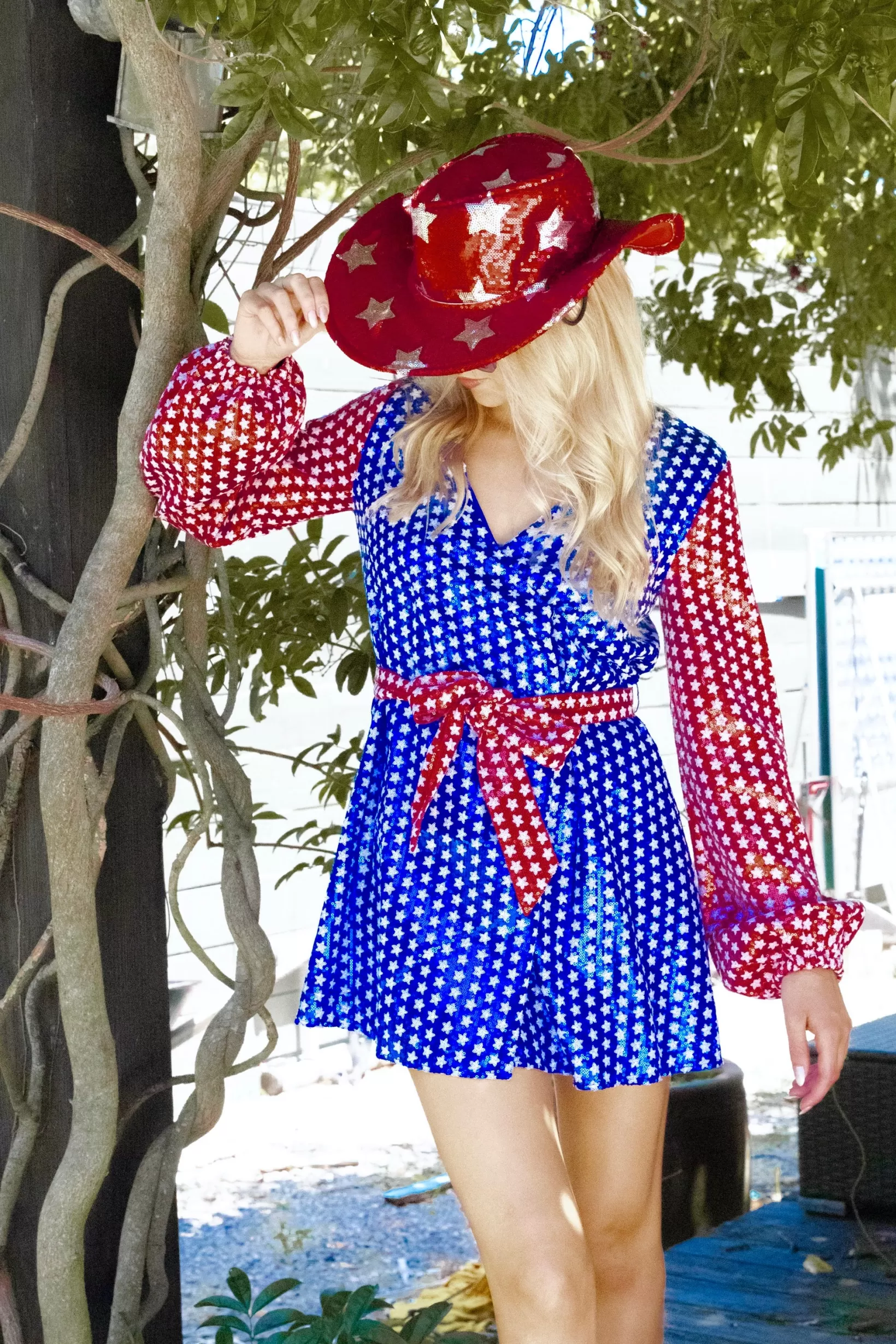 Outlet Queen of Sparkles Red, White & Blue Star Dress