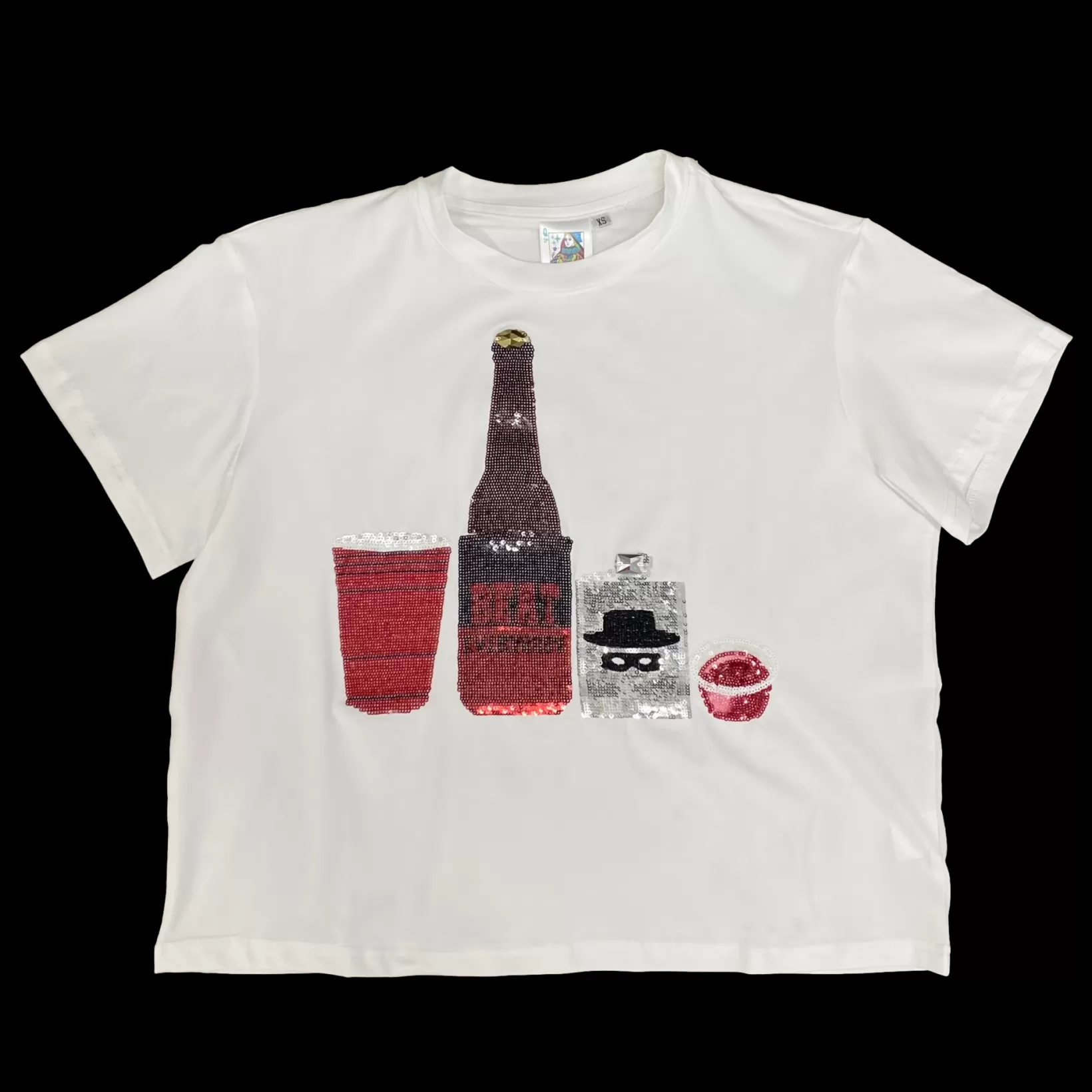 Best Queen of Sparkles Wreck Me Drink Tee White/Red/Black